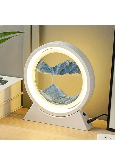 Honeybeeshop Usb Çalışmalı Yeşil 3d Kum Sanatı Gece Lambası Led Işık Oturma Odası Ofis Dekoru Yeşil