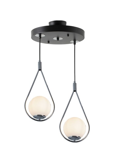 Tt024-2Y-Sy-Kr Tt Aydınlatma Mat Siyah-Krom 2 Li Yuvarlak Avize