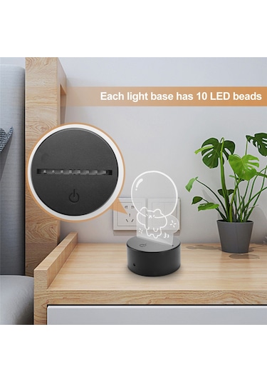 Xurunkeji 10'lu Paket 3d Gece Led Işıklı Lamba Tabanı + Uzaktan Kumanda + Usb Kablo, Akrilik Siyah İçin 16 Renk Işık Gösterisi Ekran Standı Siyah
