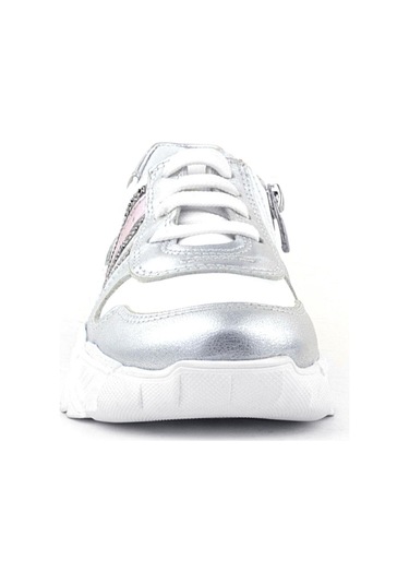 Rakerplus Hakiki Deri Gümüş Pembe Parlak Taşlı Kız Çocuk Sneakers Ayakkabı GÜMÜŞ