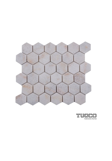 Tuqco Doğaltaş 2" Altıgen (Hexagon) Golden Eskitme Mermer Mozaik