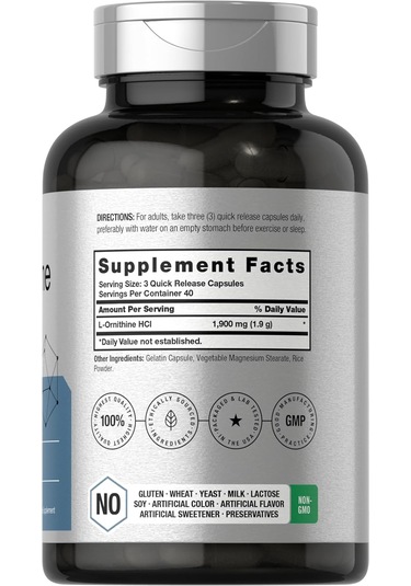 Horbaach L-ornithine Hcl 1900mg Per Serving 120 Caps Aromasız