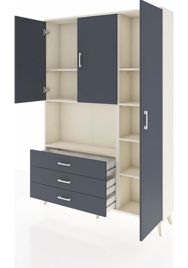 Arges Dolap 7 Raflı 3 Çekmeceli 3 Kapaklı 132x30x195 Aytaşı-antrasit/antrasit Antrasıt/antrasıt