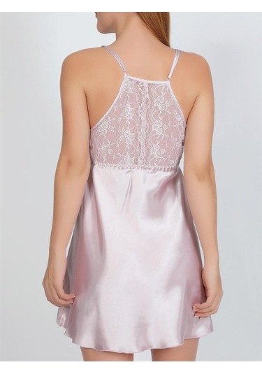 Nbb 3299 Dantel-Saten Askılı Gecelik (424314028) Pudra