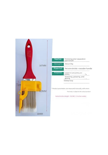 Aubyhe Ev Dekorasyonu İçin Çift Renkli Nylon Boya Fırçası - Köşe Ve Kenar Tamiri, 1.5 İnç Hassas Uygulama Aracı Kırmızı+turuncu