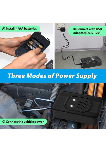 Motion003 Taşınabilir Ultrasonik Böcek Kovucu Siyah 3ü 1 Arada Dc Güçlü İç Dış Mekan Böcek Kemirgen Kovucu Pil Gerektirmez