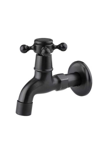 Novahub Suntek Antik Pirinç Çamaşır Musluğu, Siyah Siyah