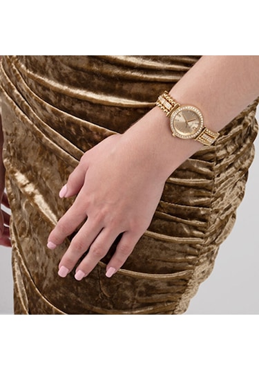 GUESS GUGW0401L2 ALTIN KAPLAMA TAŞLI BAYAN KOL SAATİ