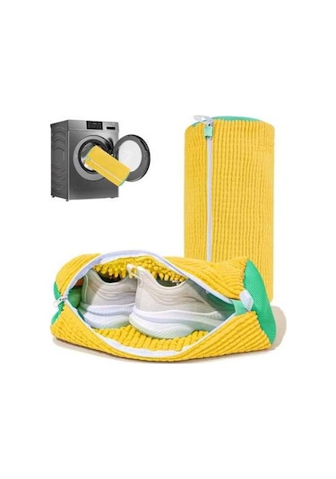 Didadodo Sarı Ayakkabı Yıkama Çantası, Yeniden Kullanılabilir Ayakkabı Yıkama Sarı Sarı