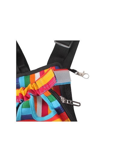 Seyahat Taşınabilir Pet Göğüs Sırt Çantası Pet Taşıma Çantası, Boyut: L Gökkuşağı Çizgili