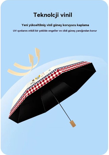 Hem Güneşli Hem De Yağmurlu Eğlenceli Bisküvi Şemsiyesi Beyaz