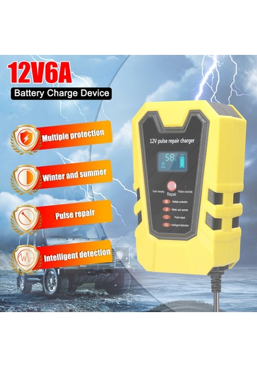 Honmex 12v 6a Akıllı Akü Şarj Cihazı, Lcd Ekranlı, Otomatik Durdurma, Sıcaklık Kontrolü, Araba-motosiklet, Oranj, Avrupa Standartı