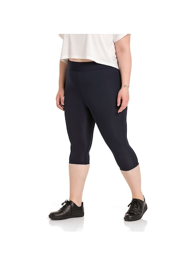 Büyük Beden Karyoka Dikişli Diz Altı Lacivert Bayan Tayt