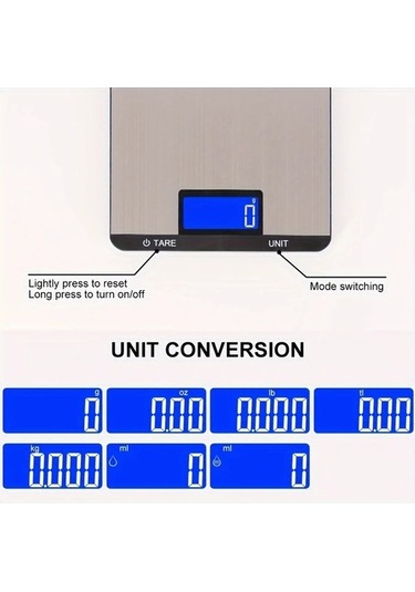 Fastbuy 1 Adet Gümüş Paslanmaz Çelik Taşınabilir Elektronik Mutfak Terazisi, 100 Gr Hassas Ölçüm Ev Tipi Gümüş
