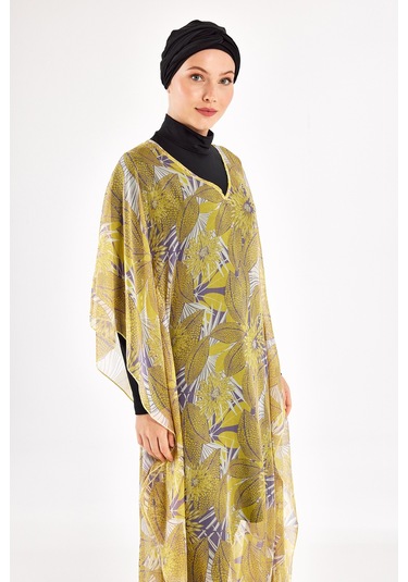 Adasea Uv Korumalı Mayo Üzerine Tek Pareo Kaftan 1705 Sarı Sarı