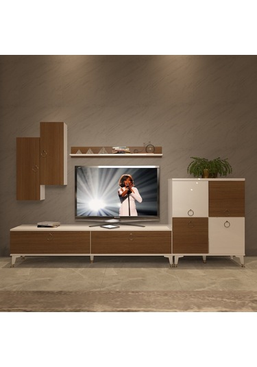 Decoraktiv Eko 6 Mdf Std Gold Tv Ünitesi Tv Sehpası Beyaz - Ceviz