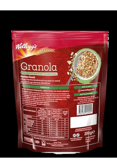 Kellogg's Beyaz Çikolata Parçacıklı Antep Fıstıklı Granola 200 G