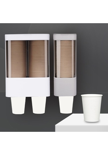 Sones Ev Tipi Tek Kullanımlık Bardak Düzenleyici Su Sebili Toz Geçirmez Duvara Monte Raf, Stil: Çift Silindir Gri Diğer