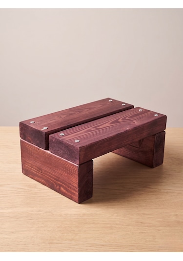 Nest Woodtr Doğal Ahşap Tek Katlı Basamak Tabure Yükseltici 30x25x15cm 1adet Koyu Maun
