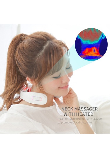 Teltree Beyaz Akıllı Boyun Masaj Aleti: 5 Mod, 16 Seviye, Isıtmalı, Taşınabilir Rahatlık Beyaz