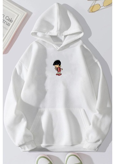 Chen Üzümlü Kekim Baskılı Sweatshirt Beyaz