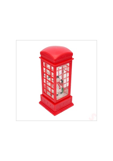 Uçuşan Simli,12,5 X 5cm Led Işıklı Telefon Kulübesi Küre-kardan Adam