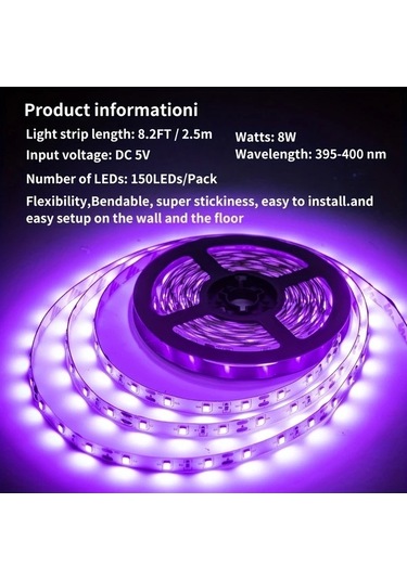 Fastbuy 6 Adet Set 40 Led Uv Siyah Işık Bar Ve Şerit Işığı 32/249cm Dc 5v Usb 3 Mod Ahşap Ahşap