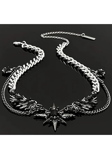 Dükkan Design Çelik Çoklu Yıldız Gotik Kolye Siyah