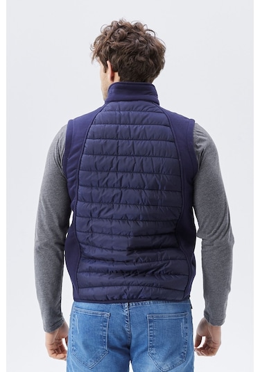 Uniprom Erkek Şişme Yelek Su Ve Rüzgar Geçirmez Ray Desen Lacivert