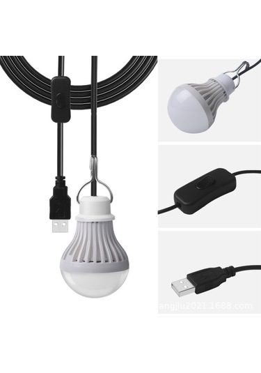 Sones 5w Usb Ampul Kamp Işığı, Özellikler: Anahtar Teli 3000k Sıcak Beyaz, Adet: 1pcs Beyaz
