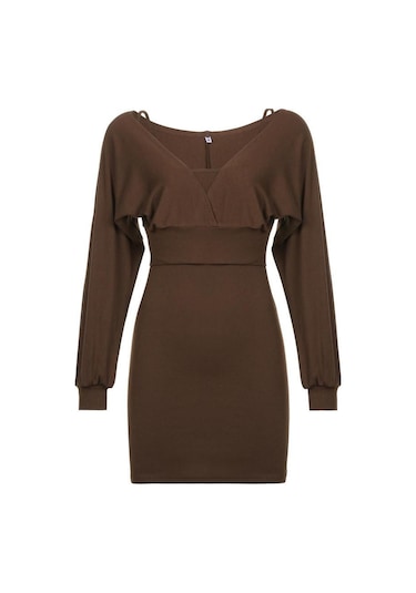 Fransız Mizaç Kayma Elbise + Bluz T-shirt Uzun Kollu Takım Elbise Kadın Ince Düz Renk Elbise Siyah