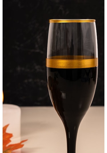 Mest 535 Model Siyah Mat Gold 6 Adet Kahve Yanı Su Bardağı Seti 190 Cc Siyah Mat Gold