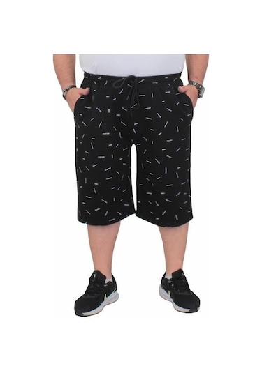 Starbattal Erkek Büyük Beden Penye Şort Justice 24645 Sıyah-Sıyah Siyah