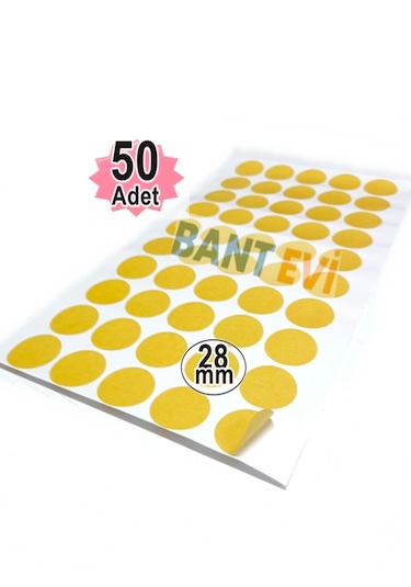 Yuvarlak Kesim Filmik Çift Taraflı Bant 50adet 28mm Şeffaf Diecut