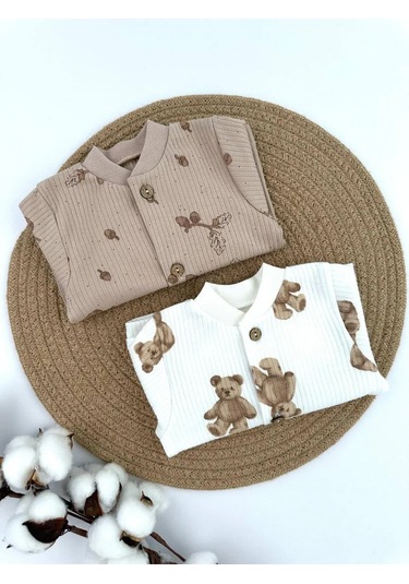 Svetik 2'li Yeni Doğanlar İçin Düğazlı Body Seti 332386524 Sütlü