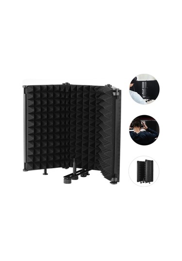 Fortunelane Taşınabilir Katlanabilir Mikrofon Kalkanı - 3 Panelli, Gürültü Bariyeri