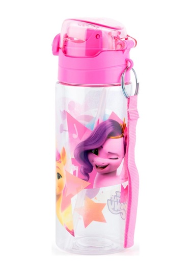 My Little Pony 500 Ml Kız Çocuk Pipetli Plastik Okul Matarası - Pembe Kapak