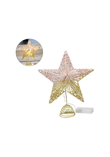 Suntek Ağacı Topper İç Mekan Kullanımı Işıklı Yılbaşı Dekorasyon Altın 20 CM