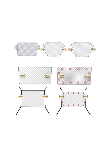 Suıtu R-3945 Araba Kış Ön Cam Kar Kalkanı Buz Çözme Güneşlik Kalınlaşmış Araba Giyim, Stil: 5 Kulaklıklı Mıknatıs