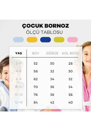 Soley Pueri %100 Pamuklu Unisex Çocuk Bornozu Pembe