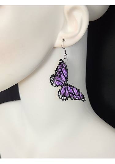 Harmel Jewelry Miyuki Mor Kelebek Küpe Çok Renkli