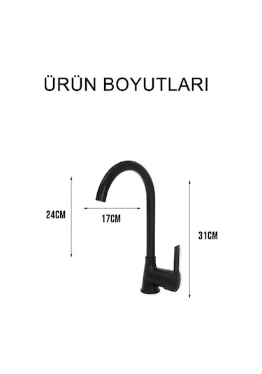 Mat Siyah Delta Mutfak Lavabo Bataryası Aç Kapa Sıcak Soğuk Su Girişli Musluk Siyah