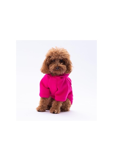Pembe - Fuşya Kanguru Cepli Kedi-köpek Hoodie- Sweatshirt Kedi Köpek Kıyafeti