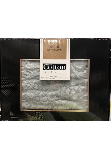 Cotton Premium Embos Kutulu Tek Kişilik Battaniye 160 X 220 Gri