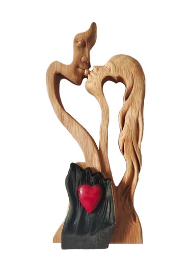 Skycity Ev Dekorasyonu Aşk Figürü - Ahşap Sevgili Öpücük Heykeli, Ev İçin Konfor Ve Güzellik, Dayanıklı Malzeme, 2 Cm Kalınlık Diğer