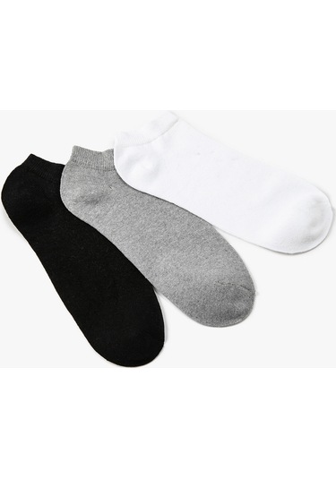 Koton Basic 3'lü Patik Çorap Seti Çok Renkli Gri 4wam80004aa 4WAM80004AA040 Gri