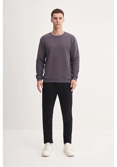 Cazador Kalın Diyagonal Dokulu %100 Pamuk 3 İplik Regular Fit Sweatshirt 25k Antrasit