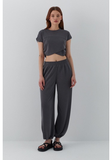 Asimetrik Kesim Croplu Takım Antrasit Antrasit