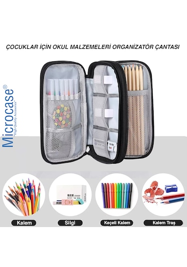 Microcase Taşınabilir Su Geçirmez Çift Katman Ve Fermuarlı 8 Bölmeli Seyahat Çantası Organizer Al4210 Siyah