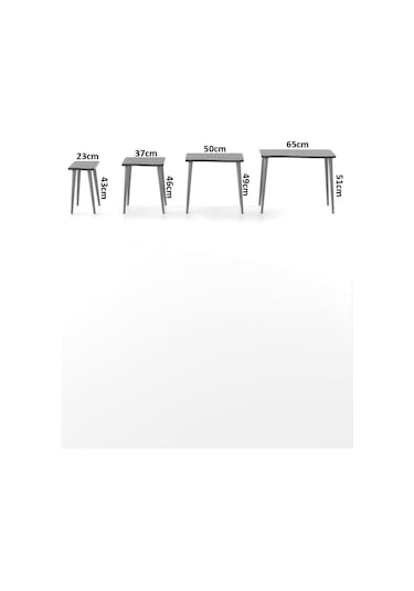 Zigon Sehpa Ahşap 4'lü Krem Kr Çok Renkli